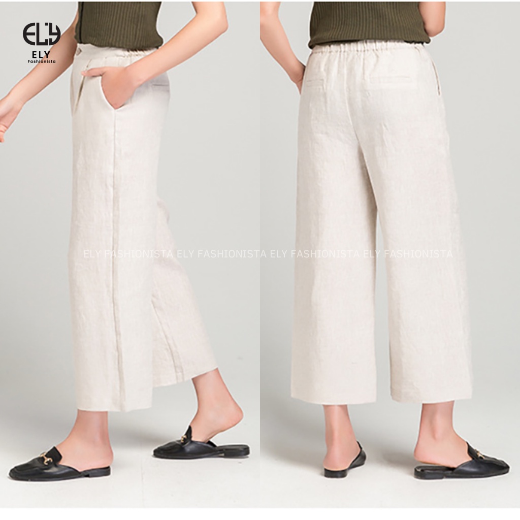 Quần lửng nữ ống rộng culottes Ely fashion chất đũi cao cấp cho mùa hè mát lạnh ELY248