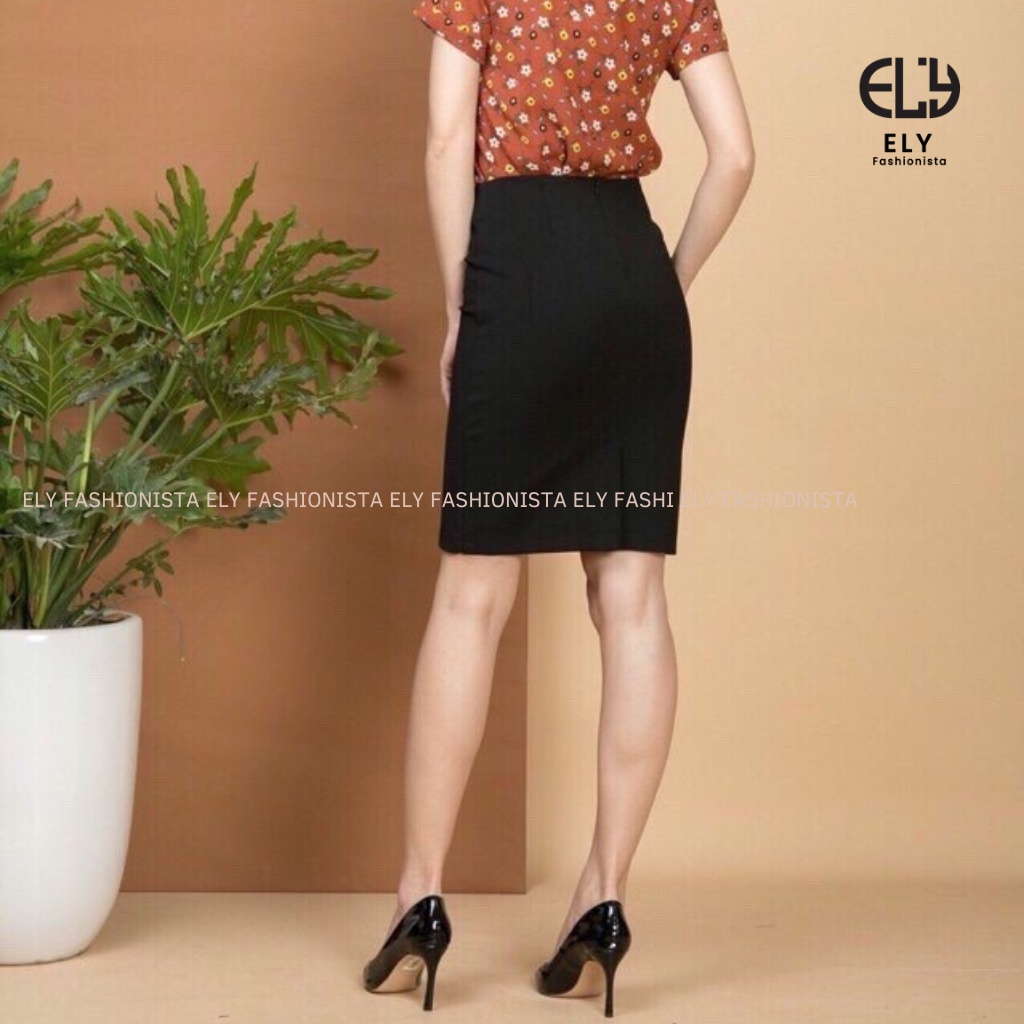 Chân váy bút chì công sở cao cấp Ely Fashion chất Umi Hàn from chuẩn-Váy đầm dáng dài lưng cao đen sang trọng ELY001.