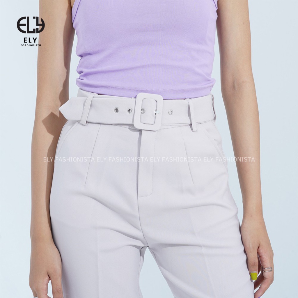 Quần tây nữ lưng cao công sở Ely fashion tặng đai khuyên lỗ kiểu quần baggy form đẹp màu đen đi học đi làm ELY226
