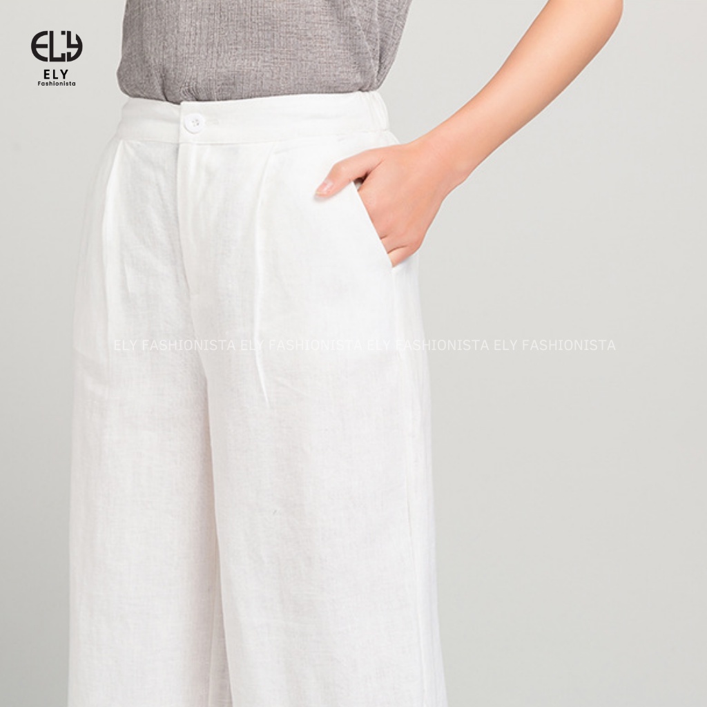 Quần lửng nữ ống rộng culottes Ely fashion chất đũi cao cấp cho mùa hè mát lạnh ELY248