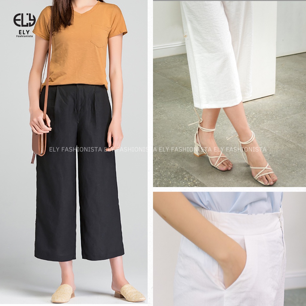 Quần lửng nữ ống rộng culottes Ely fashion chất đũi cao cấp cho mùa hè mát lạnh ELY248