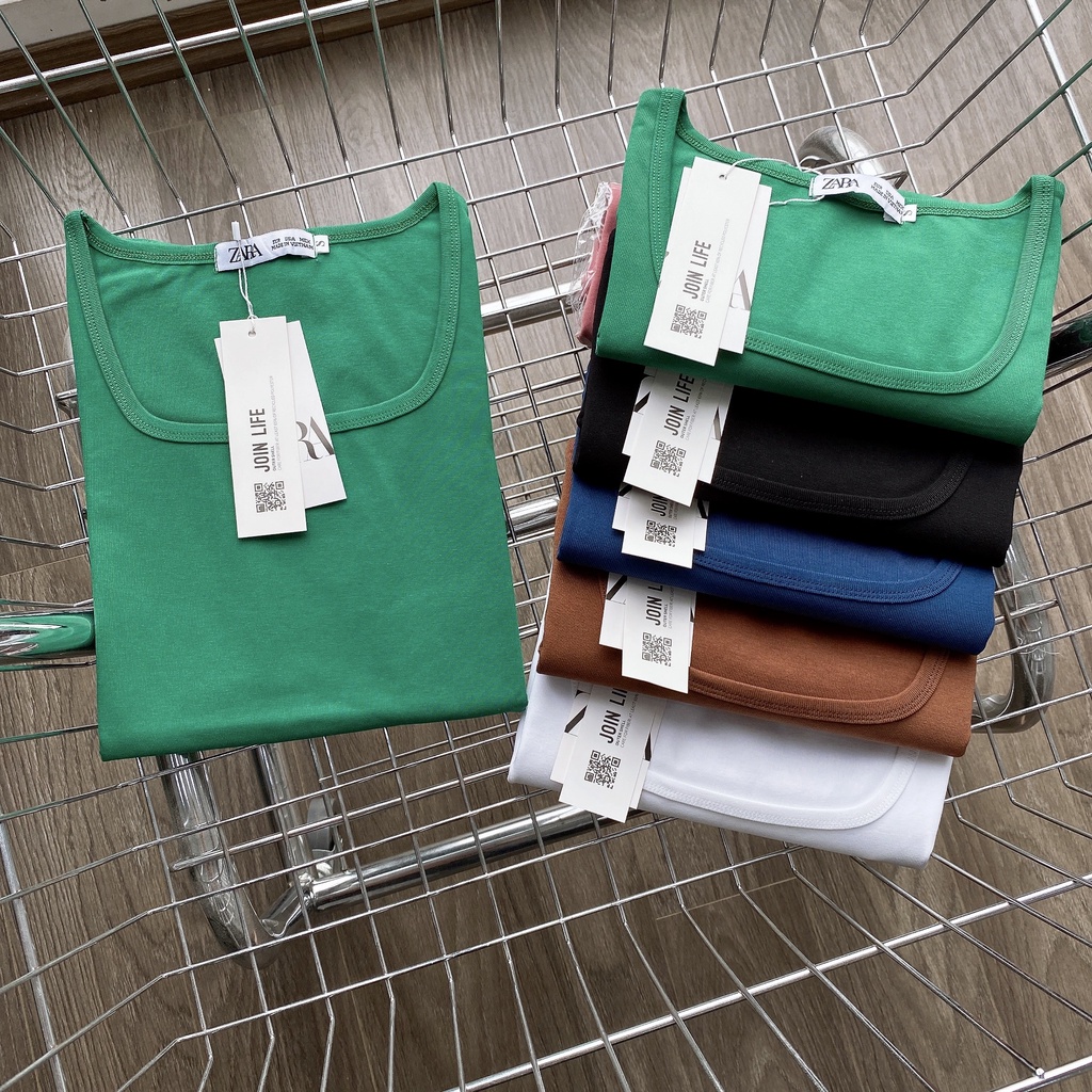Áo phông nữ cổ vuông ngắn tay ôm sát body cotton thun trơn basic màu đen trắng ELY cao cấp  co giãn đi chơi đi làm ELY22