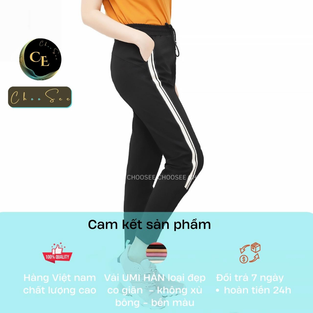 Quần jogger nữ dáng dài thun cạp chun cá tính thể thao tập gym sọc lửng to ELY249