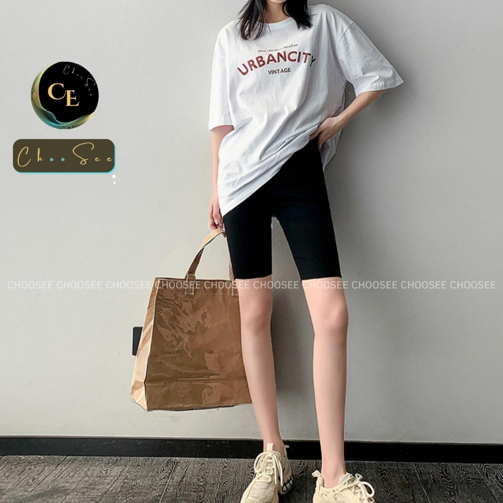 Quần legging nữ lửng Choosee vải thun cao cấp biker nữ đùi ngố đồ mặc nhà dáng ôm bó lưng cao tập gym yoga CHS242