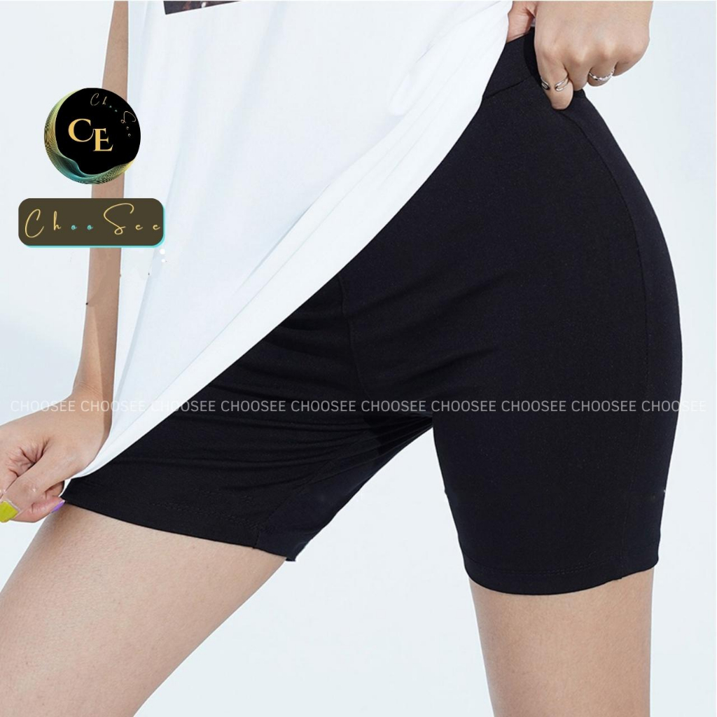 Quần legging đùi nữ Choosee vải thun cao cấp short biker nữ đồ mặc nhà dáng ôm bó lưng cao tập gym yoga CHS241