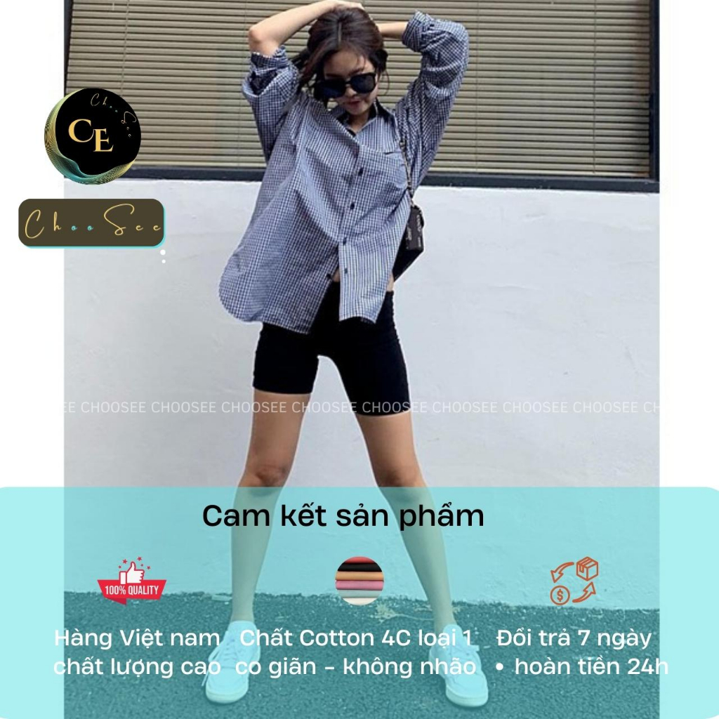 Quần legging đùi nữ Choosee vải thun cao cấp short biker nữ đồ mặc nhà dáng ôm bó lưng cao tập gym yoga CHS241