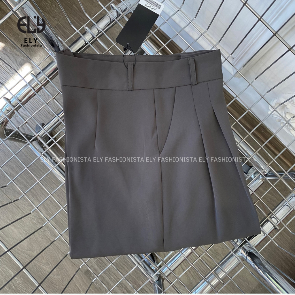 Quần ống rộng nữ dáng đứng suông dài culottes xếp ly lưng cạp cao vải chéo Ý cao cấp không nhăn ELY275