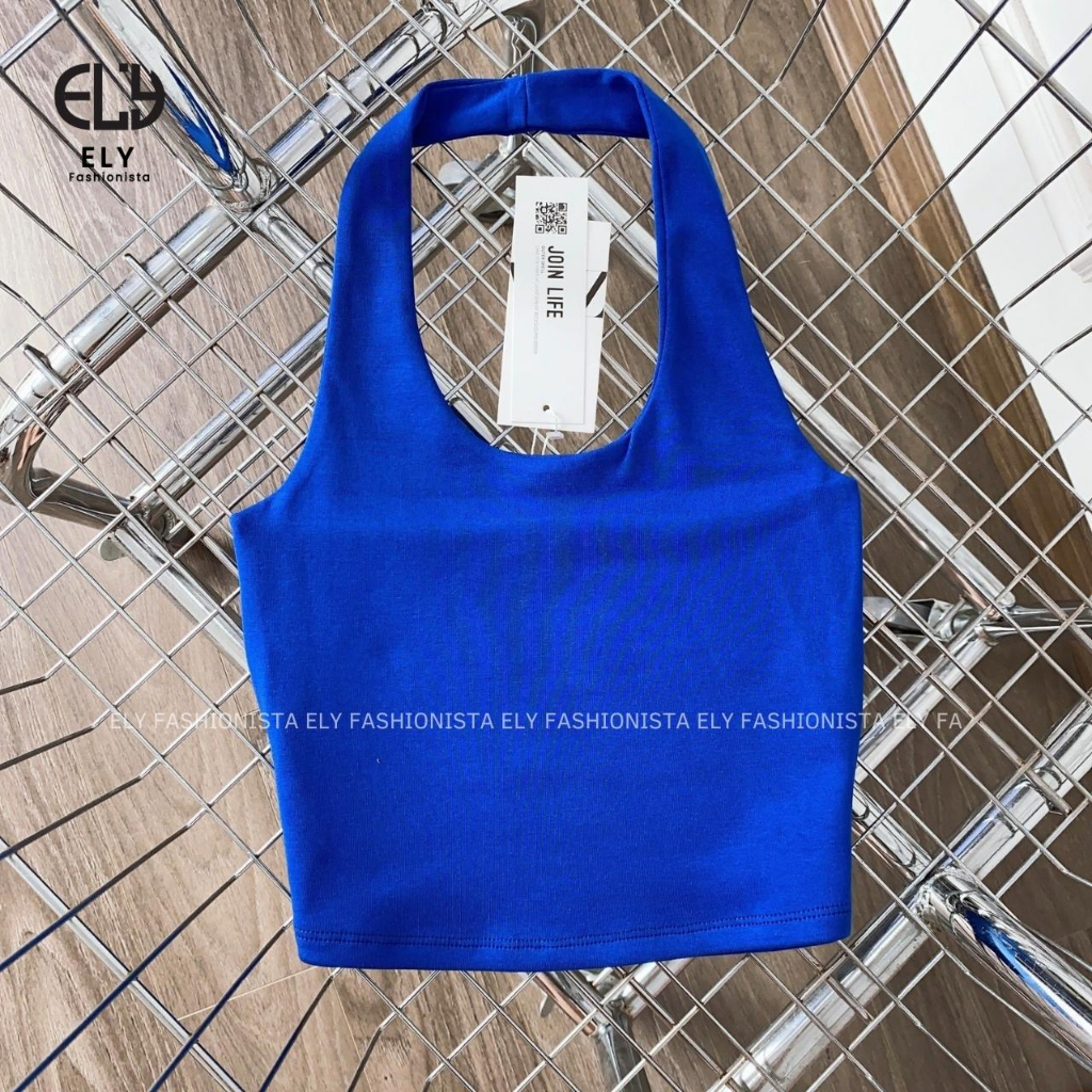 Áo croptop nữ ôm kiểu dáng bra cổ yếm ba lỗ hở lưng hàng đẹp 2 lớp vải cotton borip 4 chiều tập yoga EL274
