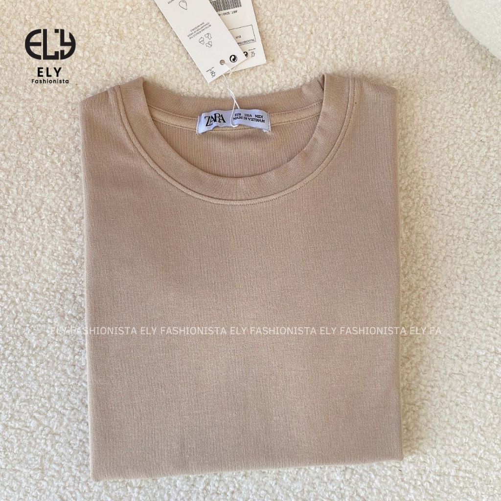 Áo croptop nữ tay dài cổ tròn vải thun coton co giãn 4 chiều kiểu basic dáng ôm body màu đen đẹp ELY278