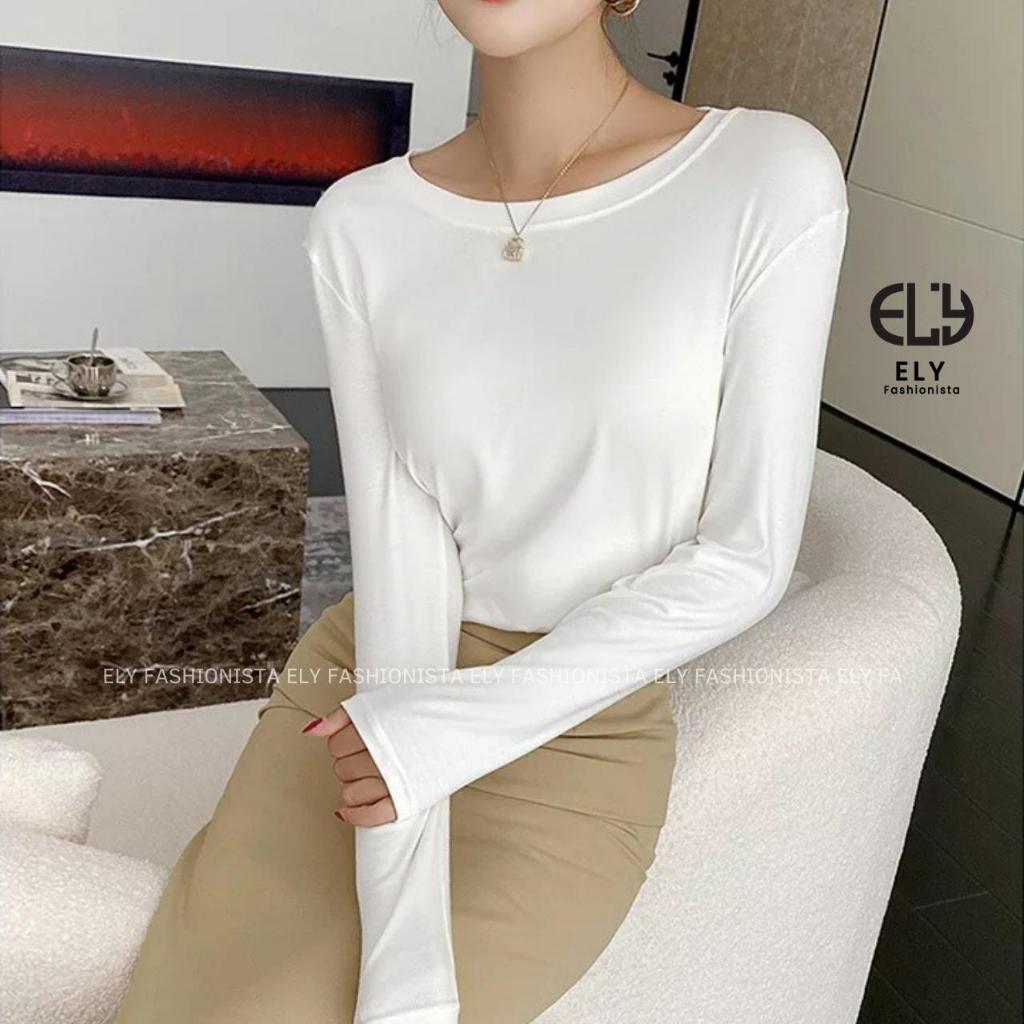 Áo thun nữ tay dài ôm body chất cotton dẻo mềm mượt dày vải có độ co giãn cao giữ from chuẩn không bai nhão ELY279