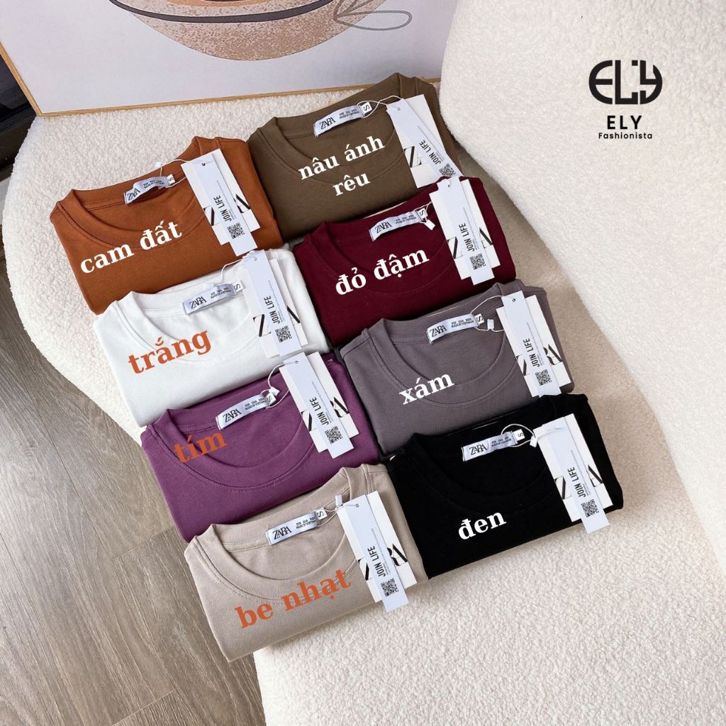 Áo thun nữ tay dài ôm body chất cotton dẻo mềm mượt dày vải có độ co giãn cao giữ from chuẩn không bai nhão ELY279