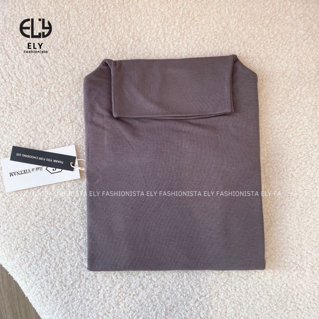Áo croptop nữ tay dài cao cổ chất vải cotton lót lông kiểu cổ lọ cao cấp giữ nhiệt dáng ôm body đẹp ELY280