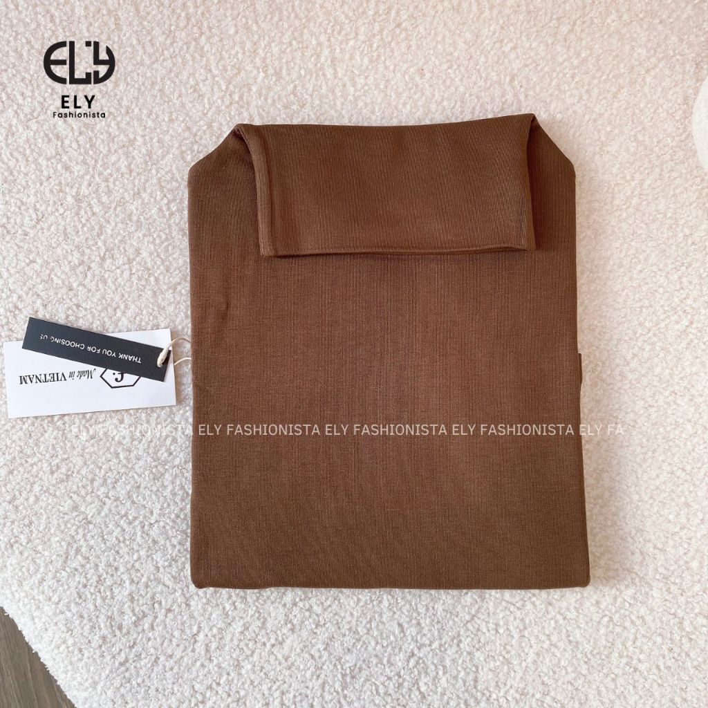 Áo croptop nữ tay dài cao cổ chất vải cotton lót lông kiểu cổ lọ cao cấp giữ nhiệt dáng ôm body đẹp ELY280