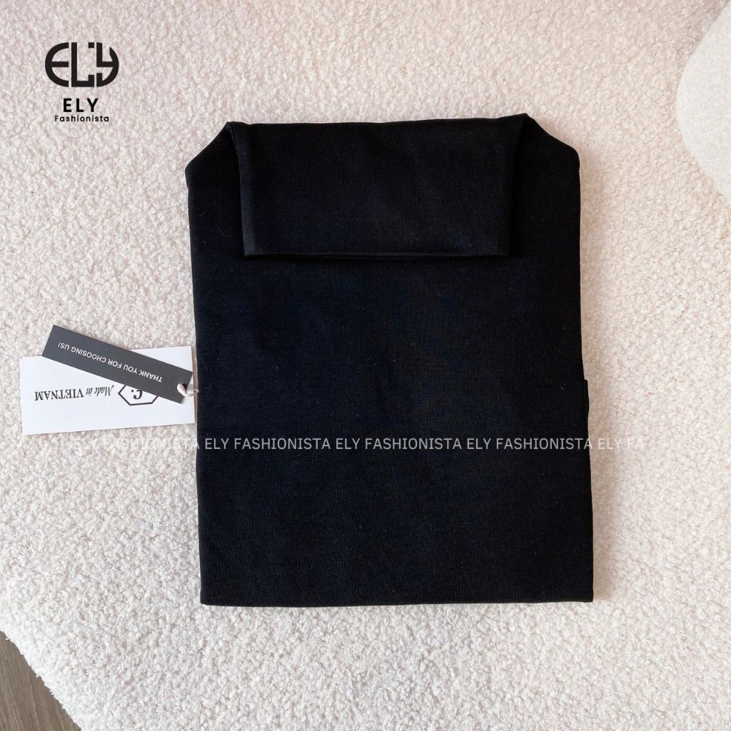 Áo croptop nữ tay dài cao cổ chất vải cotton lót lông kiểu cổ lọ cao cấp giữ nhiệt dáng ôm body đẹp ELY280