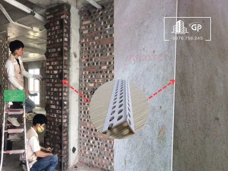 Thi công nẹp nhựa trát góc TG10V