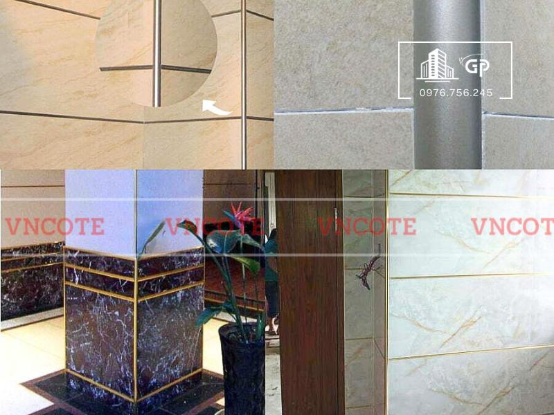 Nẹp nhôm bo góc tròn vàng bóng