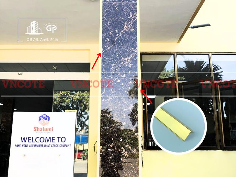 Nẹp nhôm chữ V20 màu vàng bóng