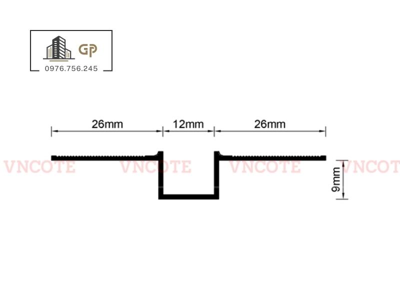 Nẹp ron âm thạch cao 12mm màu đen