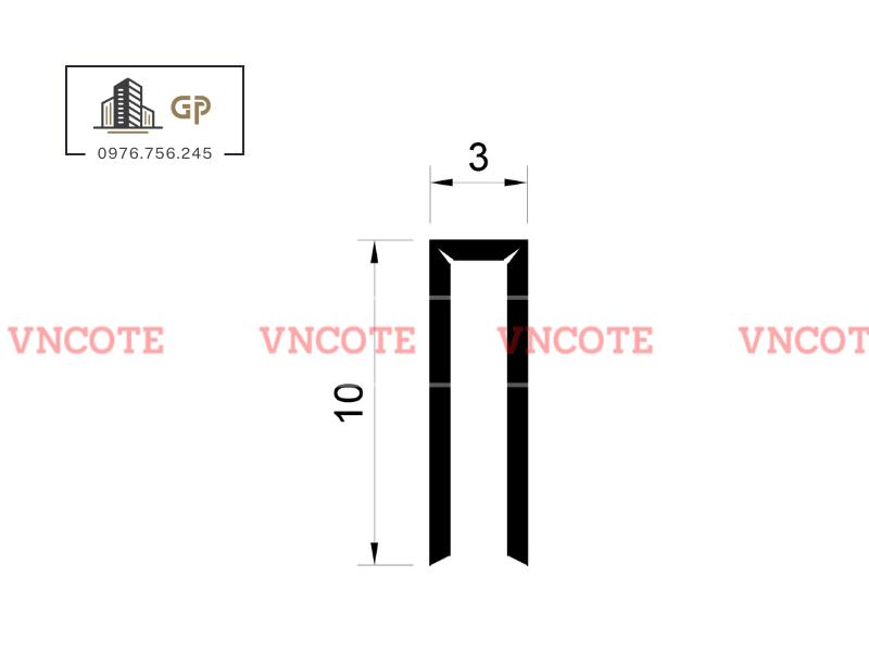 Kích thước nẹp inox U3mm trắng bóng
