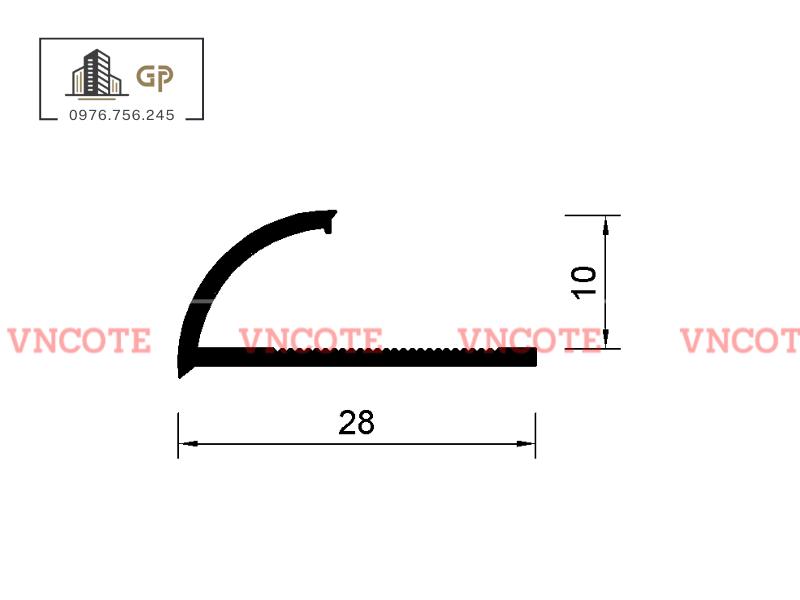 Nẹp nhôm bo góc tròn vàng bóng