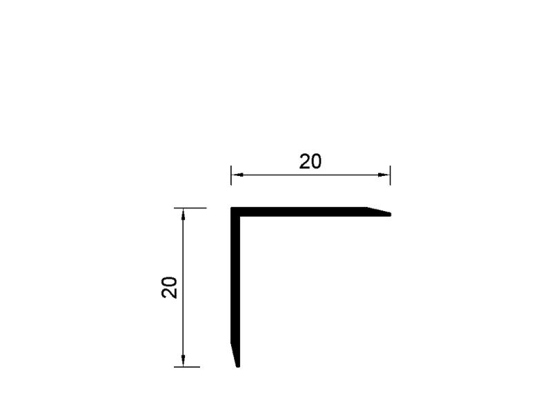 Thanh nhôm chữ V 20x20mm màu trắng bóng