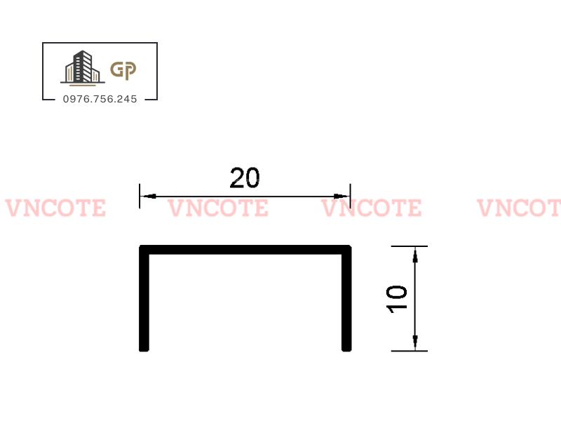 Nẹp nhôm U20 trắng bóng