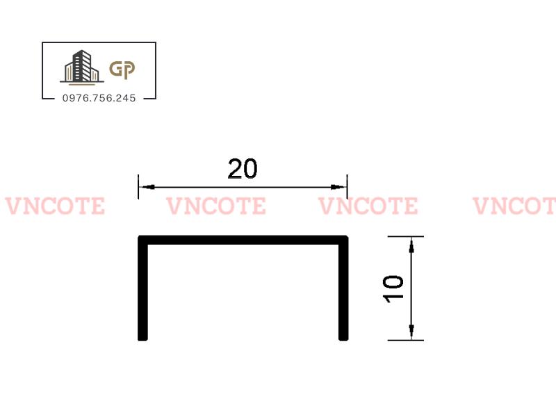 Nẹp nhôm U20 trắng mờ