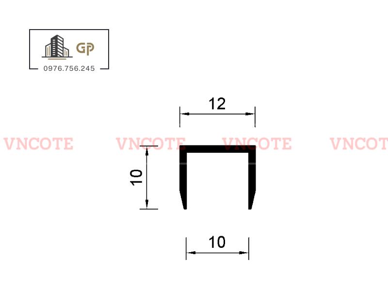 Nẹp nhôm U10 đen mờ