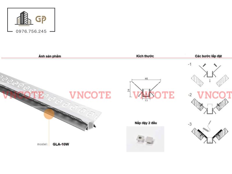 Thanh nhôm đèn led góc dương