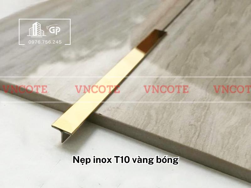 Hình ảnh thi công nẹp inox T10 vàng bóng