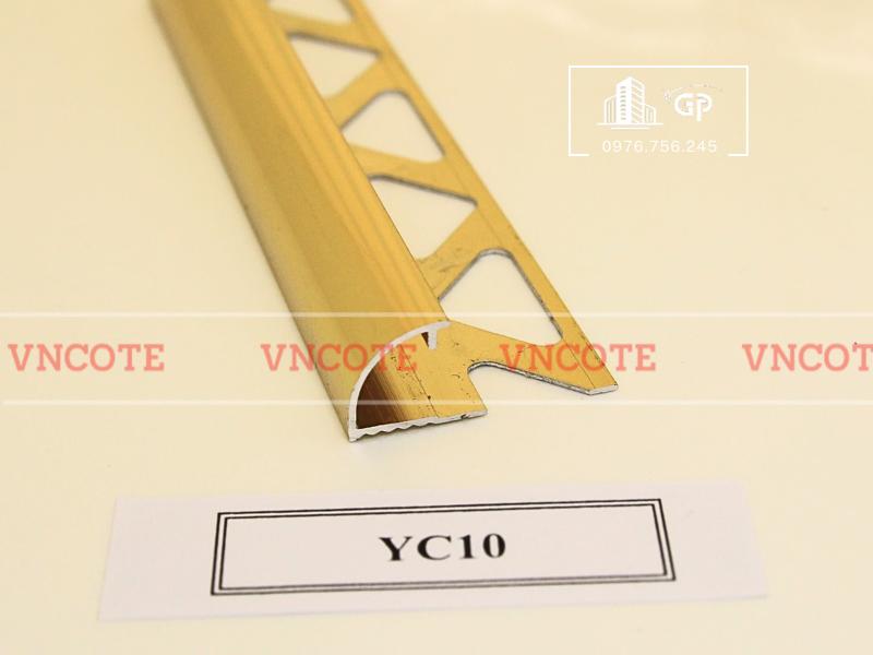 Nẹp nhôm bo góc tròn vàng bóng