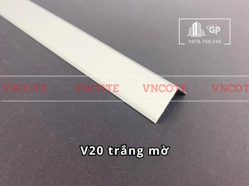 Thanh nhôm chữ V 20x20mm màu trắng bóng