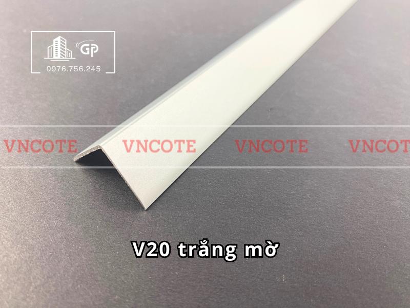 Thanh nhôm chữ V 20x20mm màu trắng bóng