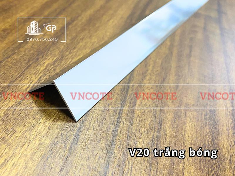 Nẹp nhôm V20 trắng bóng