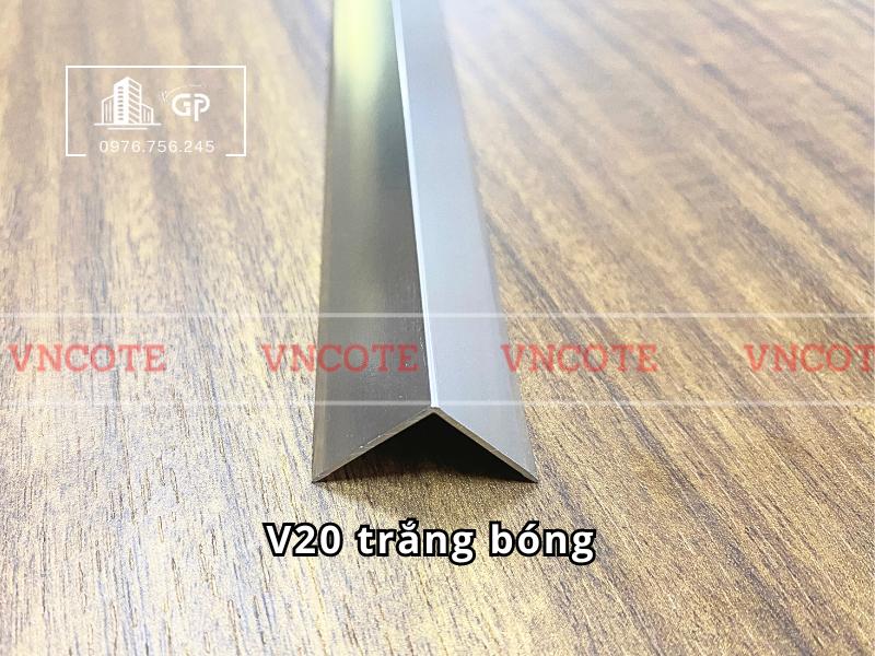 Nẹp nhôm V20 trắng bóng