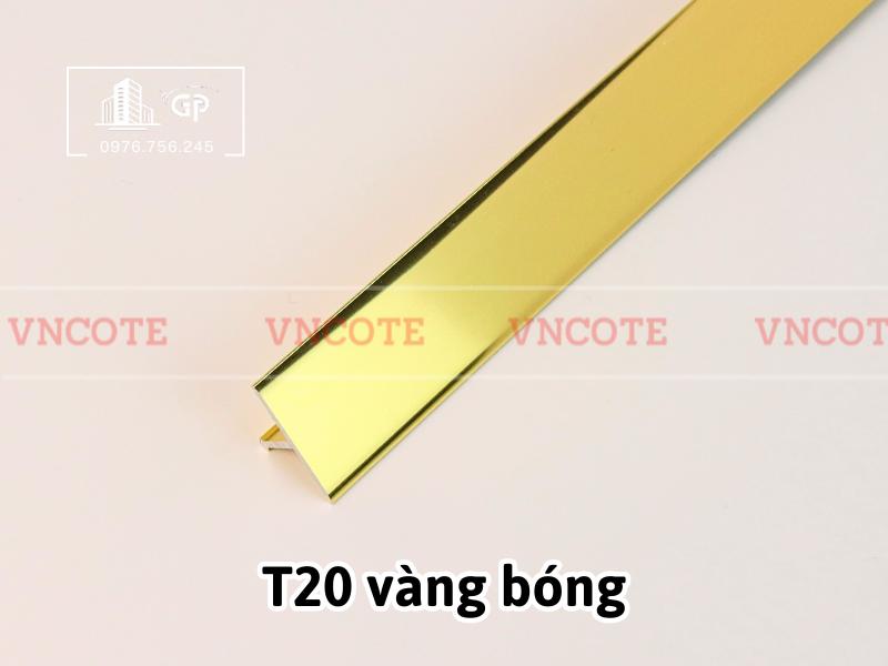 Hình ảnh thực tế nẹp nhôm T20 vàng bóng