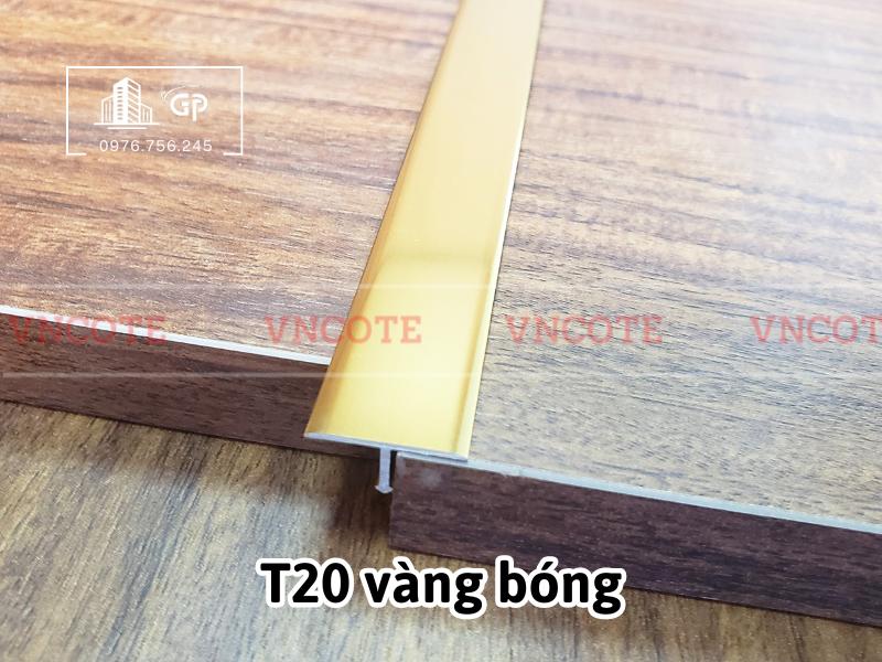 Hình ảnh thực tế nẹp nhôm T20 vàng bóng