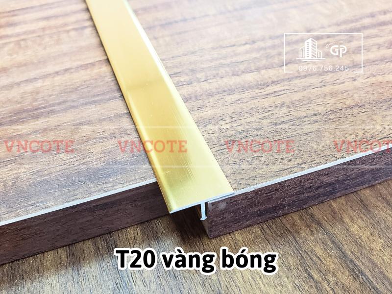 Hình ảnh thực tế nẹp nhôm T20 vàng bóng