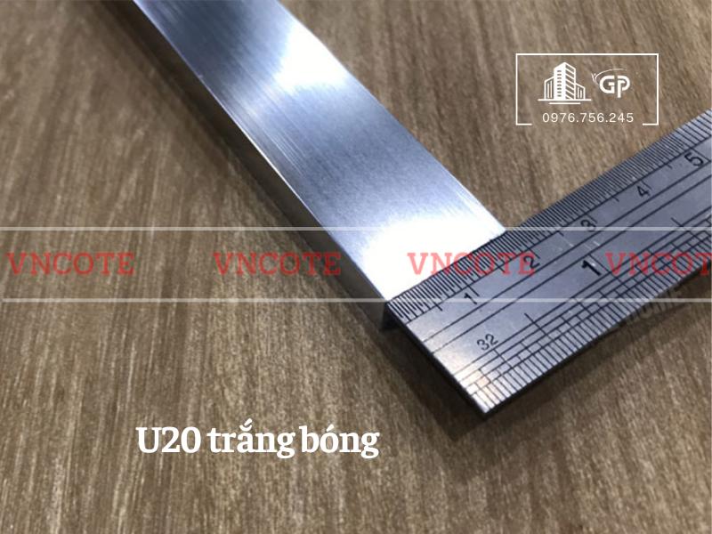 Nẹp nhôm U20 trắng bóng
