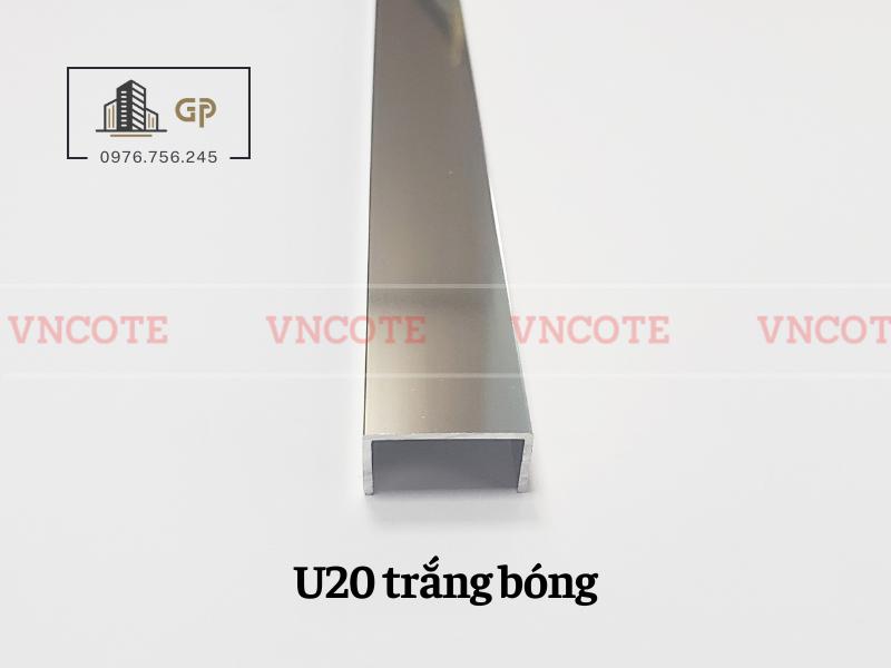 Nẹp nhôm U20 trắng bóng