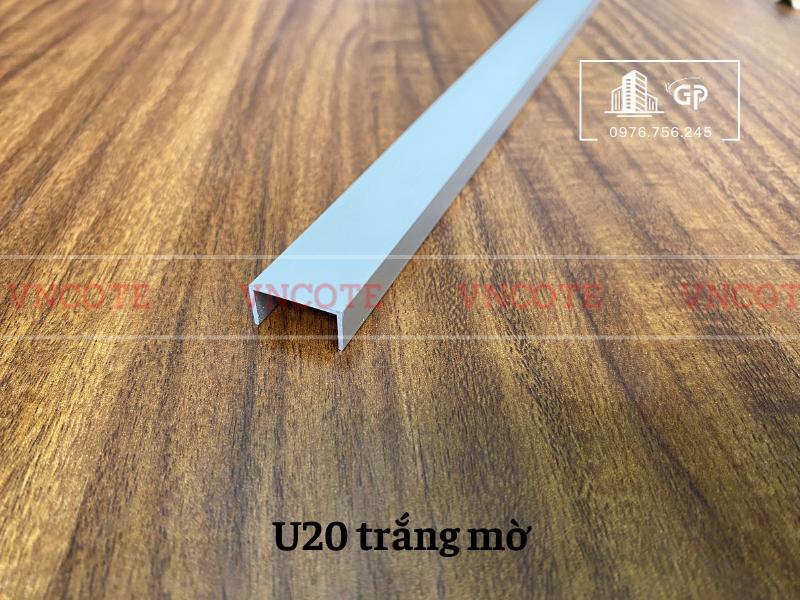 Nẹp nhôm U20 trắng mờ