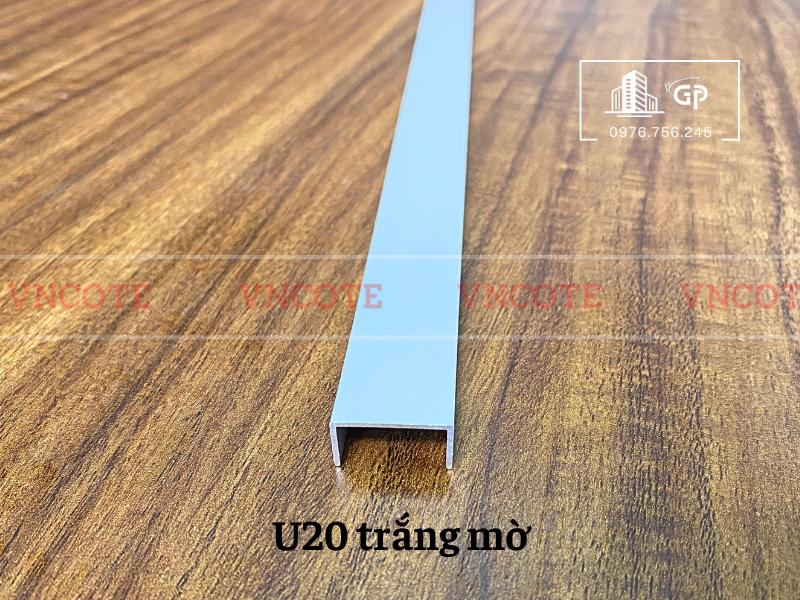 Nẹp nhôm U20 trắng mờ