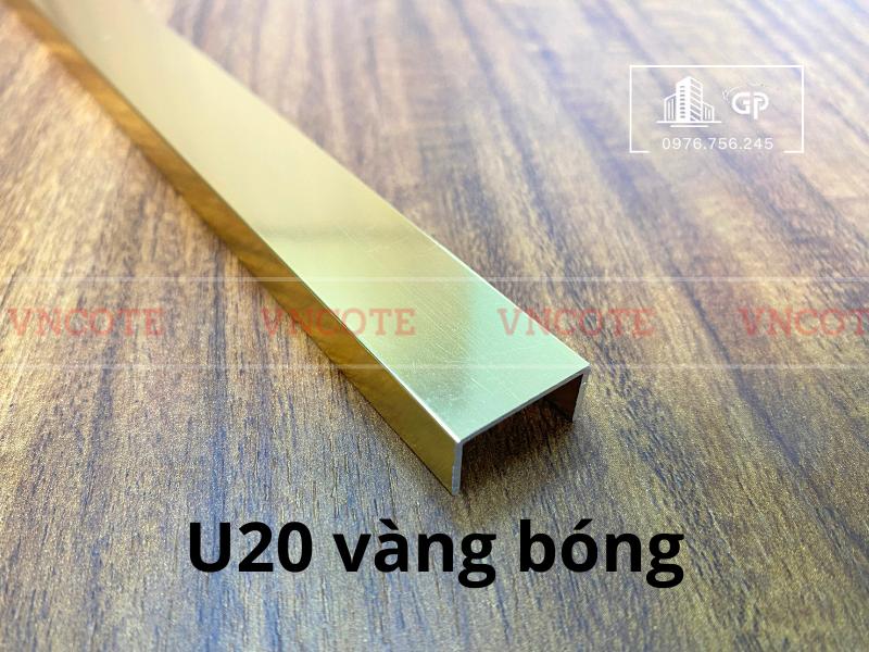 Nẹp nhôm U20 vàng bóng