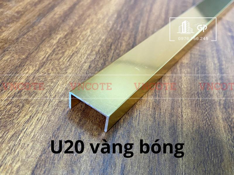 Nẹp nhôm U20 vàng bóng
