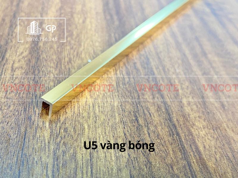 Nẹp nhôm U5 vàng bóng