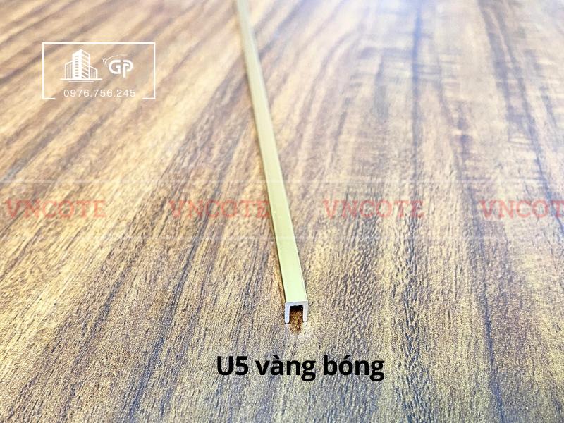 Nẹp nhôm U5 vàng bóng