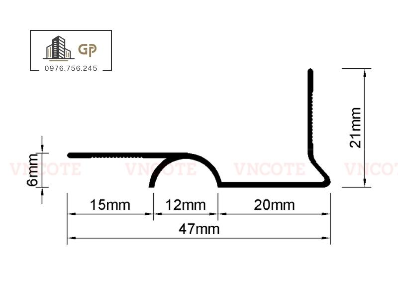Kích thước nẹp chỉ ngắt nước GMN01