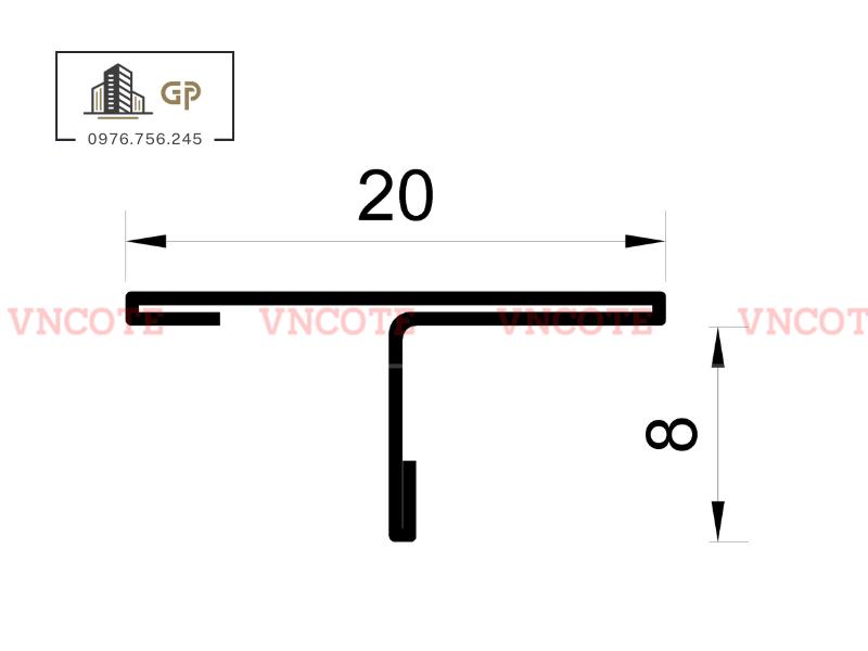 Nẹp inox chữ T20mm màu trắng bóng