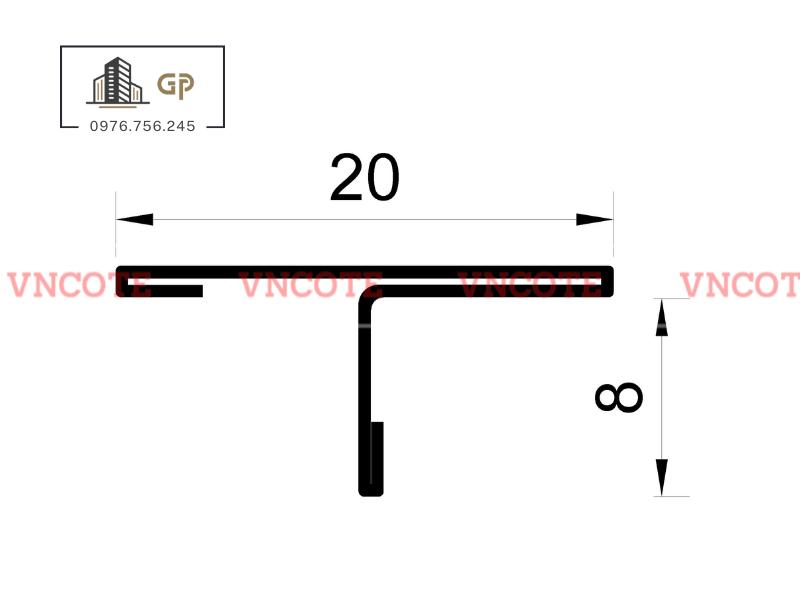 Nẹp inox chữ T20mm màu trắng xước