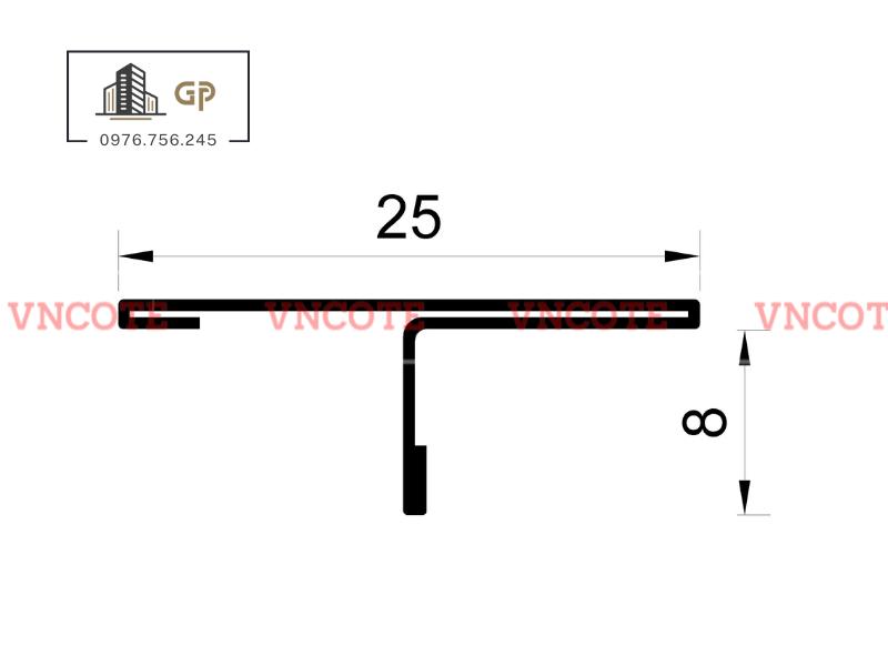 Nẹp inox chữ T25mm màu vàng xước